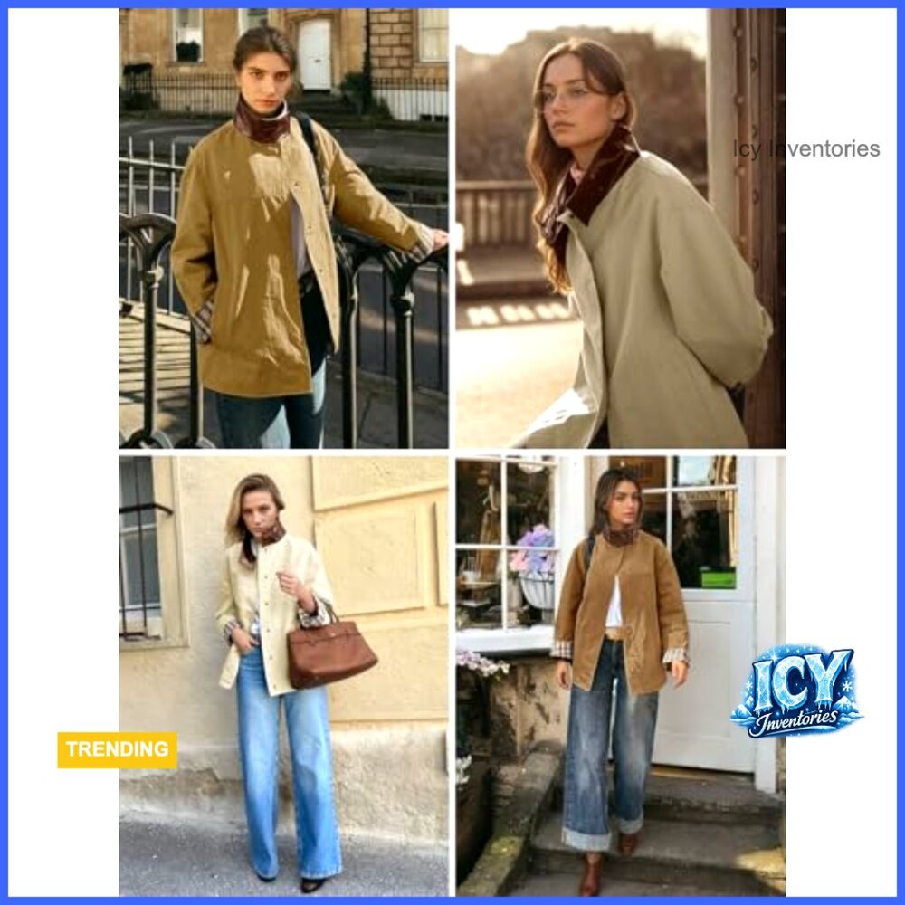 Windproof Polyester Trench Coat With Leather Coll… - image 6